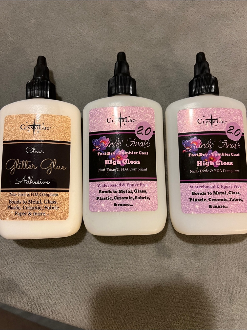 Crystalac Glitter Glue + Tumbler High Gloss Coat